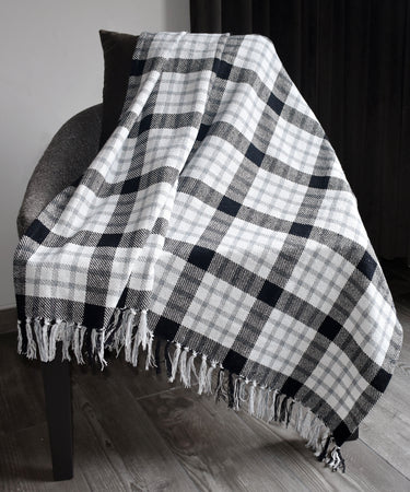 100% Cotton Woven Plaid Throw Blanket